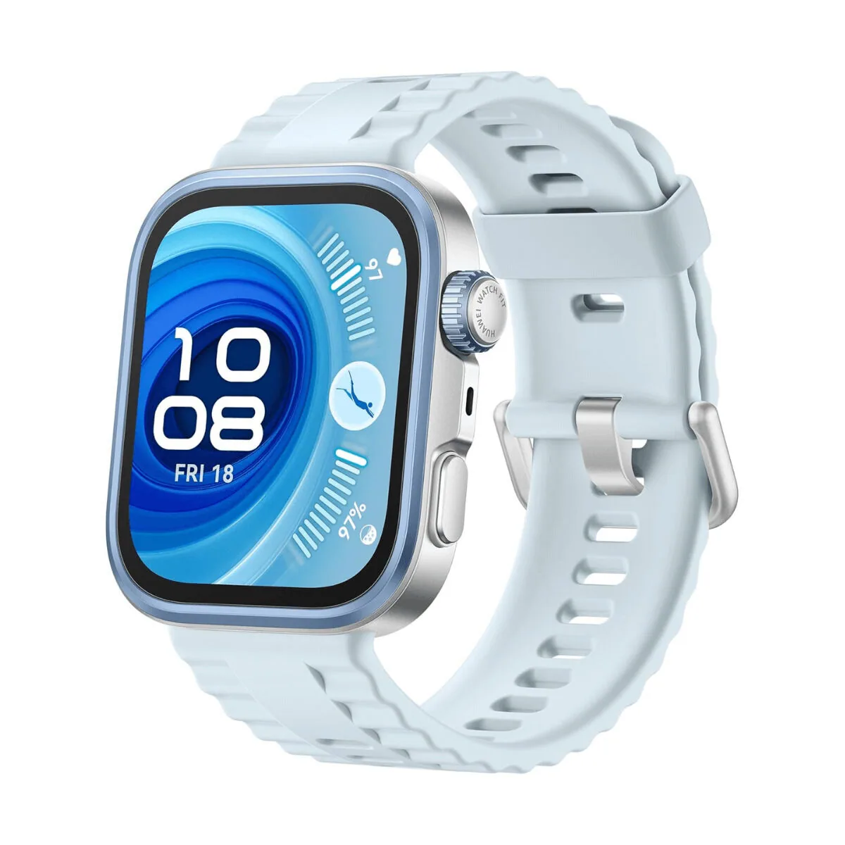 Huawei Watch Fit 4 Pro bleue avec bracelet silicone
