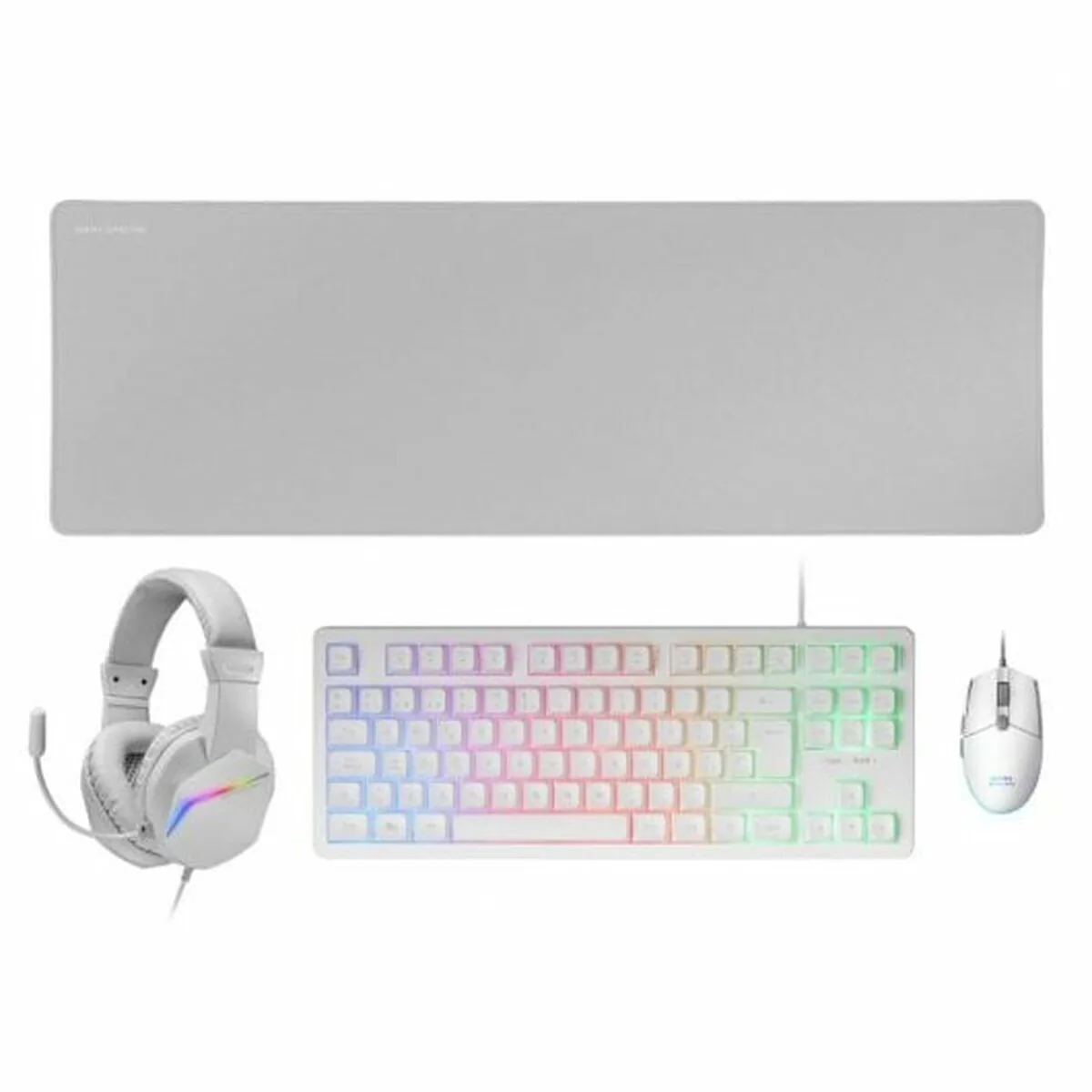 Pack gaming Mars Gaming MCP-RGB3 blanc avec clavier, souris, casque et tapis